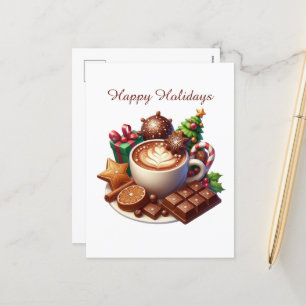 Cartão Postal De Festividades Feliz Natal de café