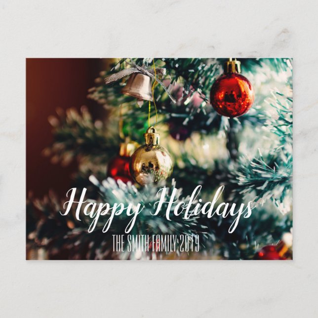 Cartão Postal De Festividades Feliz Natal De Férias Do Nome Da Família (Frente)