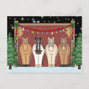 Cartão Postal De Festividades Feliz Natal de Férias Feliz, Gado de Cavalo