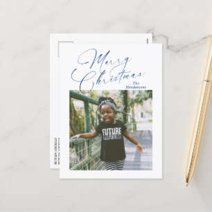 Cartão Postal De Festividades Feliz Natal de Foto de Script Elegante