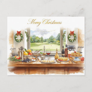 Cartão Postal De Festividades Feliz Natal de Golf Course Clubhouse