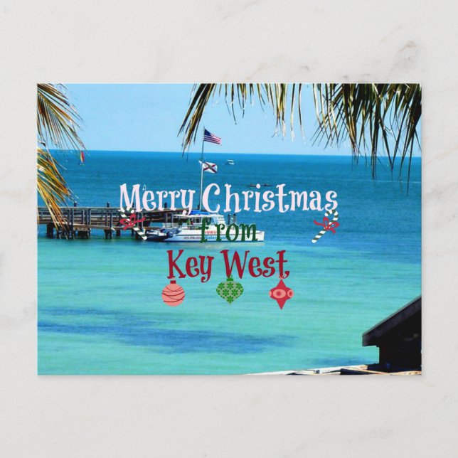 Cartão Postal De Festividades Feliz Natal de Key West (Frente)