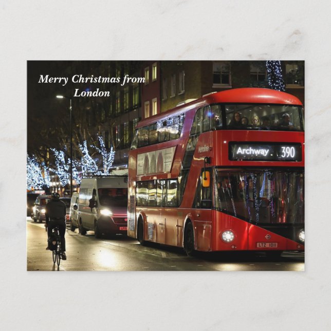 Cartão Postal De Festividades Feliz Natal de Londres (Frente)
