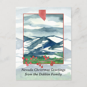 Cartão Postal De Festividades Feliz Natal de Nevada Desert Mountain Snow