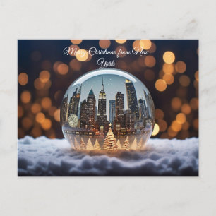 Cartão Postal De Festividades Feliz Natal de Nova York