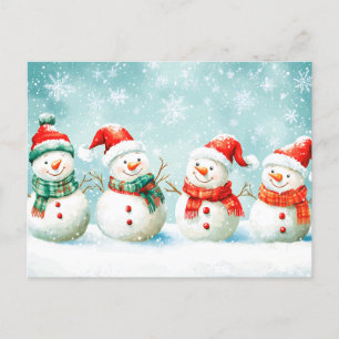 Cartão Postal De Festividades Feliz Natal de Snowman
