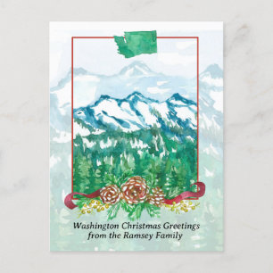 Cartão Postal De Festividades Feliz Natal de Washington Mt. Rainier Snow