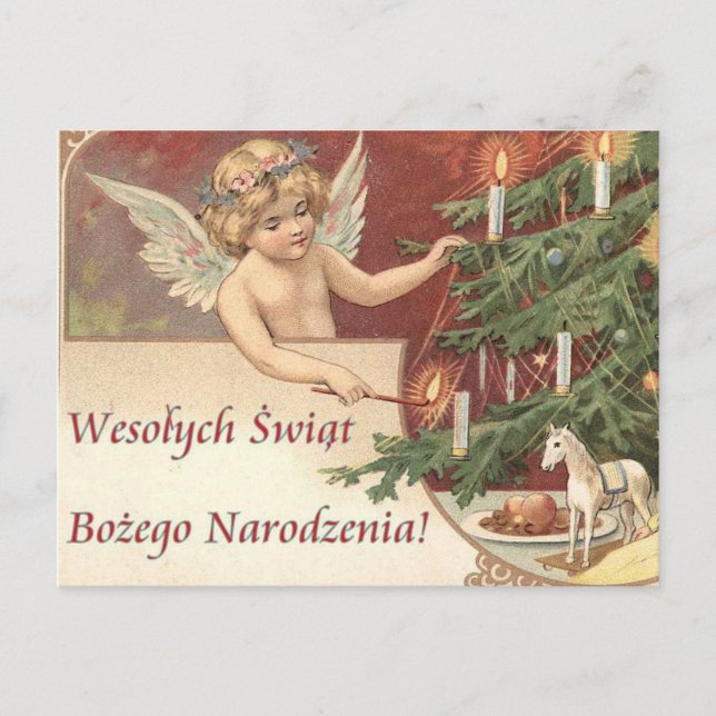 Cartão Postal De Festividades Feliz Natal de Wesolych Swiat Bozego Narodzenia (Frente)