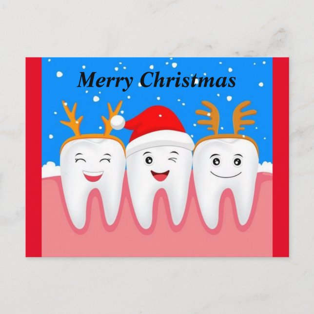 Cartão Postal De Festividades Feliz Natal Dentes (Frente)