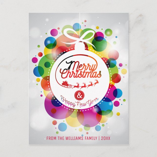 Cartão Postal De Festividades Feliz Natal Deseja Foto Moderna da Família (Frente)