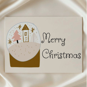Cartão Postal De Festividades Feliz Natal, design de globo de neve 