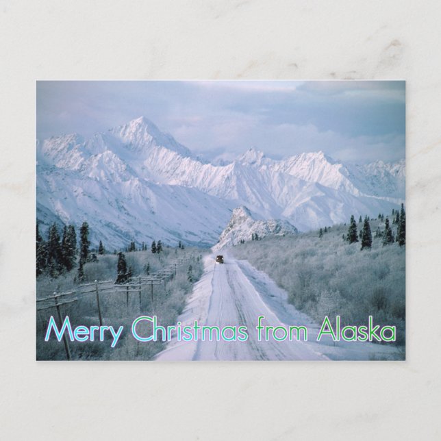 Cartão Postal De Festividades Feliz Natal do Alaska Postcard (Frente)