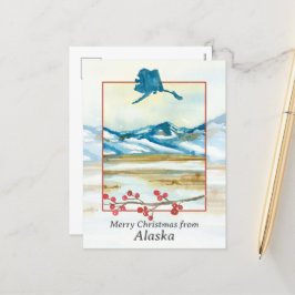 Cartão Postal De Festividades Feliz Natal do Alaska Tundra Winter Mountain