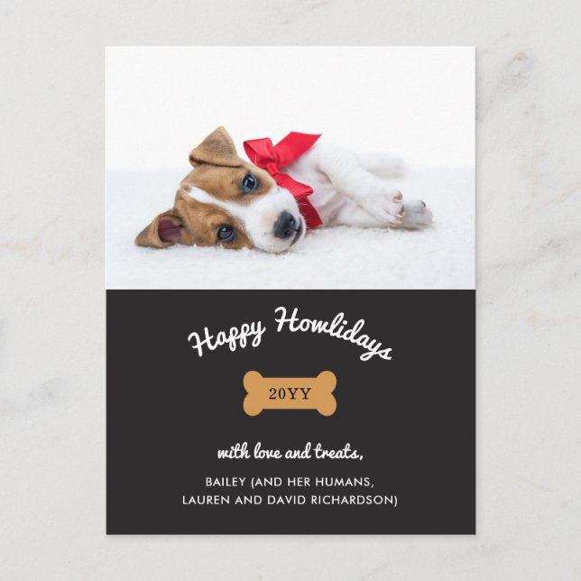 Cartão Postal De Festividades Feliz Natal do Cão | Carvão com Foto (Frente)