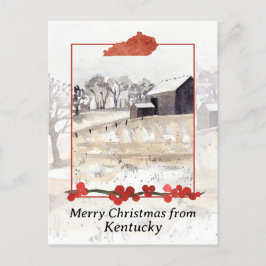 Cartão Postal De Festividades Feliz Natal do Inverno da Fazenda de Kentucky na N