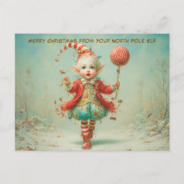 Cartão Postal De Festividades Feliz Natal do Seu Elfo do Polo Norte | Fofo