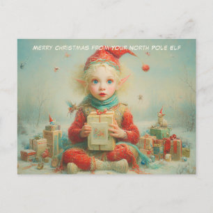 Cartão Postal De Festividades Feliz Natal do Seu Elfo do Polo Norte Fofo