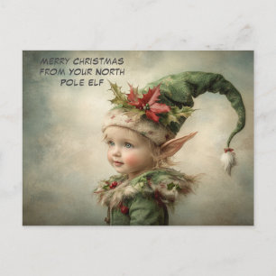 Cartão Postal De Festividades Feliz Natal do Seu Elfo do Polo Norte Fofo