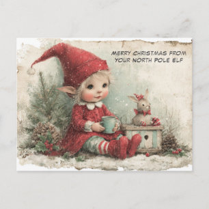 Cartão Postal De Festividades Feliz Natal do Seu Elfo do Polo Norte Fofo