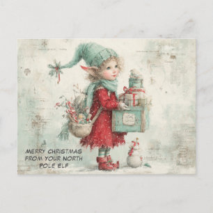 Cartão Postal De Festividades Feliz Natal do Seu Elfo do Polo Norte   Fofo