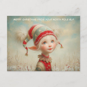 Cartão Postal De Festividades Feliz Natal do Seu Elfo do Polo Norte Fofo
