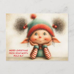 Cartão Postal De Festividades Feliz Natal do Seu Elfo do Polo Norte   Fofo