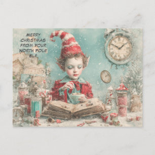 Cartão Postal De Festividades Feliz Natal do Seu Elfo do Polo Norte Fofo