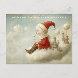 Cartão Postal De Festividades Feliz Natal do Seu Elfo do Polo Norte Fofo