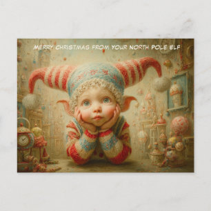 Cartão Postal De Festividades Feliz Natal do Seu Elfo do Polo Norte   Fofo