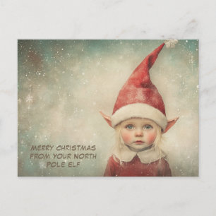Cartão Postal De Festividades Feliz Natal do Seu Elfo do Polo Norte   Fofo