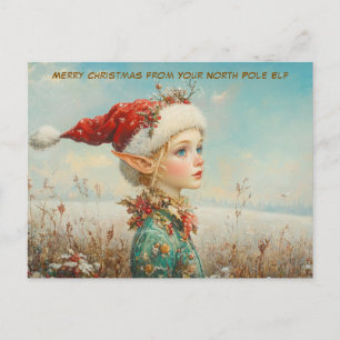 Cartão Postal De Festividades Feliz Natal do Seu Elfo do Polo Norte Fofo