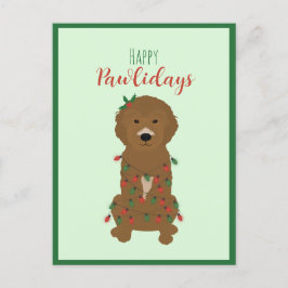 Cartão Postal De Festividades Feliz Natal dos Pawlidays Goldendoodododle