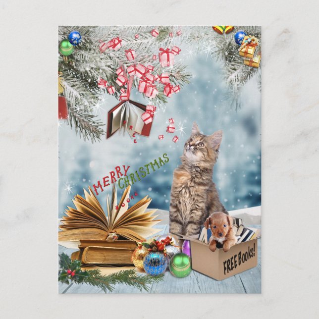 Cartão Postal De Festividades Feliz Natal dos seus animais de estimação (Frente)