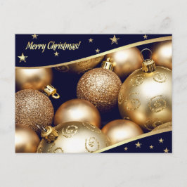 Cartão Postal De Festividades Feliz Natal. Dourados Baubles