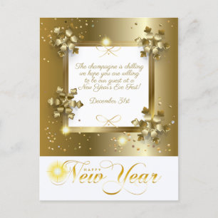 Cartão Postal De Festividades Feliz Natal e Ano Novo! Luxo Dourado 2024