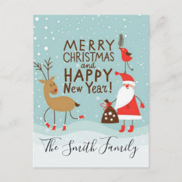 Cartão Postal De Festividades Feliz Natal e Feliz ano novo