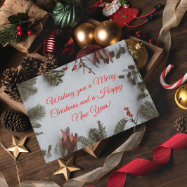 Cartão Postal De Festividades Feliz Natal e Feliz ano novo