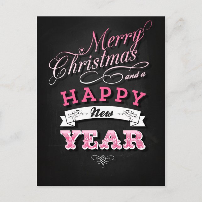 Cartão Postal De Festividades Feliz Natal e Feliz ano novo a Rosa (Frente)