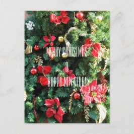 Cartão Postal De Festividades Feliz Natal e Feliz ano novo, árvore