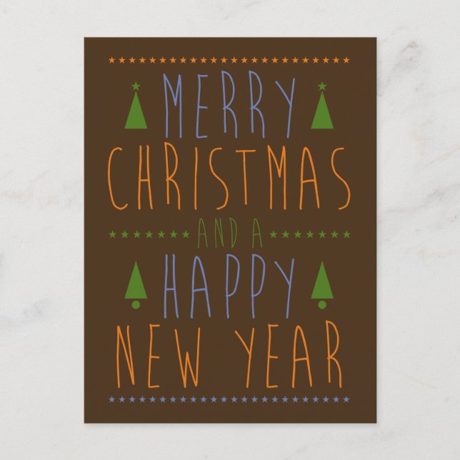 Cartão Postal De Festividades Feliz Natal e um Feliz ano novo (Frente)