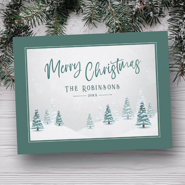 Cartão Postal De Festividades Feliz Natal Elegante Campo de inverno Árvore de Sp (Criador carregado)