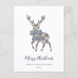 Cartão Postal De Festividades Feliz Natal em Toile Azul