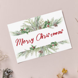 Cartão Postal De Festividades Feliz Natal Enquadrado Roda de inverno Saudação