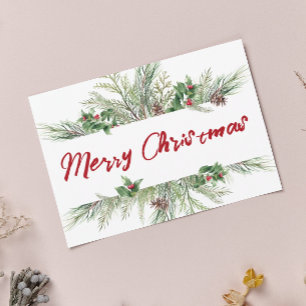 Cartão Postal De Festividades Feliz Natal Enquadrado Roda de inverno Saudação