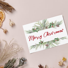 Cartão Postal De Festividades Feliz Natal Enquadrado Roda de inverno Saudação