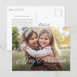 Cartão Postal De Festividades Feliz Natal - Escrita elegante - Uma foto clássica