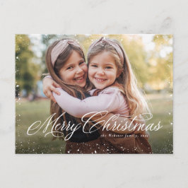 Cartão Postal De Festividades Feliz Natal - Escrita elegante - Uma foto clássica