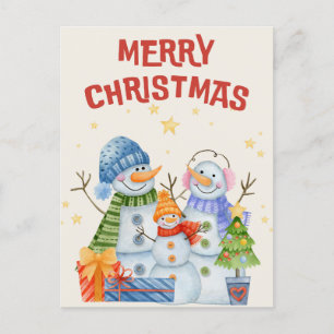 Cartão Postal De Festividades Feliz Natal Família de Neves Bonitos