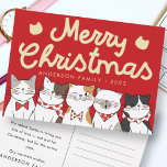 Cartão Postal De Festividades Feliz Natal Feliz Gatos Bonitos Carrinhos<br><div class="desc">Carol dos gatos. Esta é a estação,  para ser meowwwow! meow meow meow meow meow meow meow meow MEOW! Disponível aqui: http://www.zazzle.com/selectpartysupplies</div>