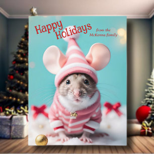 Cartão Postal De Festividades Feliz Natal Feriado Família de Ratos Cute